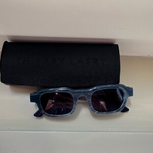 THIERRY LASRY Gray-Blue Marbled Rectangular Sunglasses